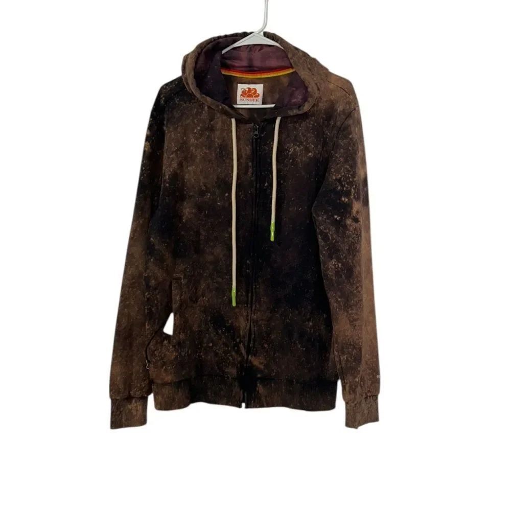Sundek Brown Tie-Dye Men’s Zip Down Hoodie (Size Large)